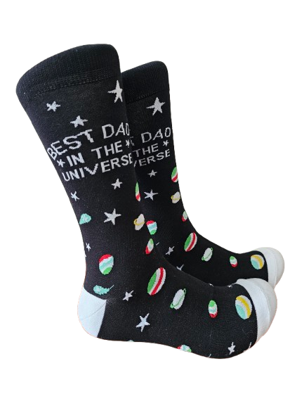 Best Dad in the Universe socks modelled on a mannequin