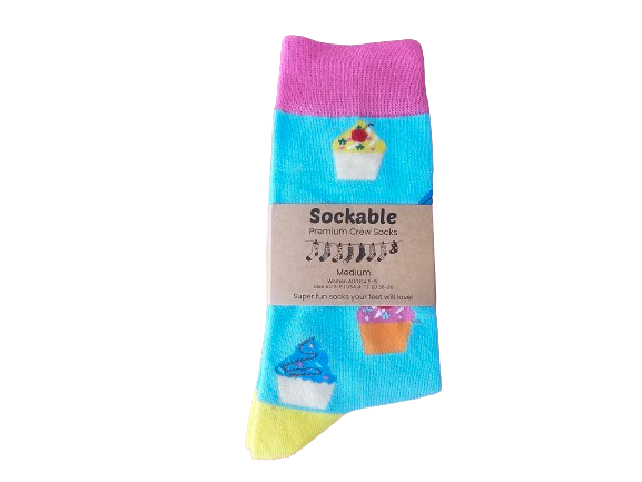 Cupcake socks packaged and ready for fundraising or gifting