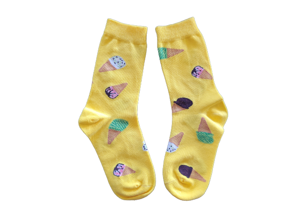Ice cream socks for kids laid flat