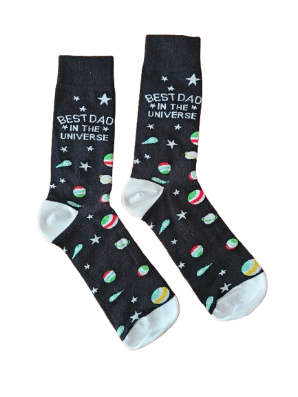 Funny Father's Day socks with space theme – great gift for Dad