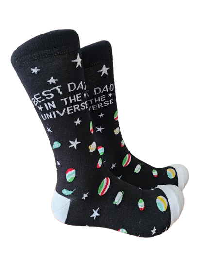 Best Dad in the Universe socks modelled on a mannequin
