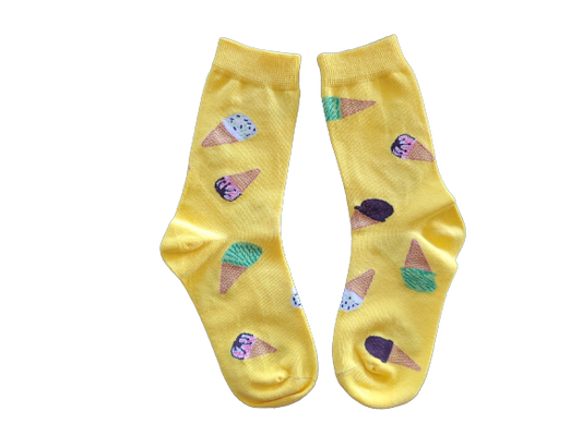 Ice cream socks for kids laid flat