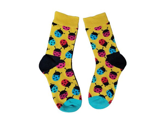 Ladybird Socks for children’s shoe size 9–12, ages 5–8 laid flat