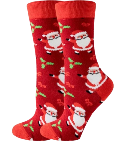 Red Santa Crew Socks on Mannequin