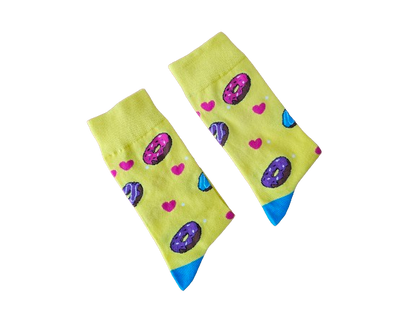 Fun summer-themed socks with donuts, unisex fit
