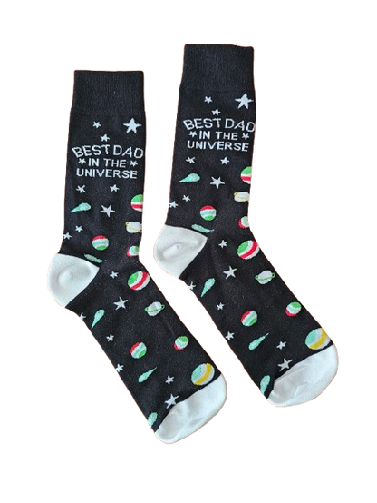 Funny Father's Day socks with space theme – great gift for Dad