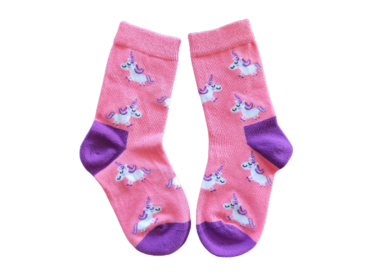 Unicorn Socks for kids aged 5–8, shoe size 9–12 laid flat