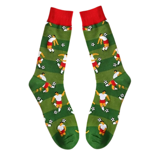 Soccer-themed socks for men’s size 9–11 and women’s size 8–11